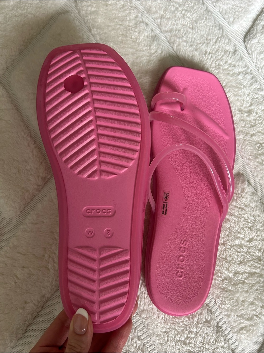 CROCS Miami Jelly Toe Loop Sandals in Pink Lemonade - Picture 2 of 3